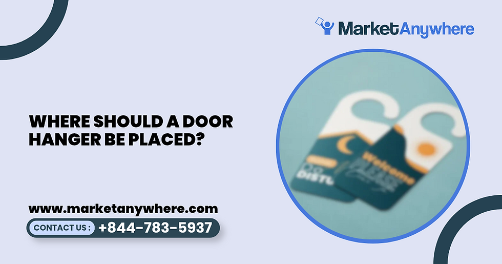 door hanger visual showing a field worker placing a door hanger securely on a front-door handle while avoiding the mailbox