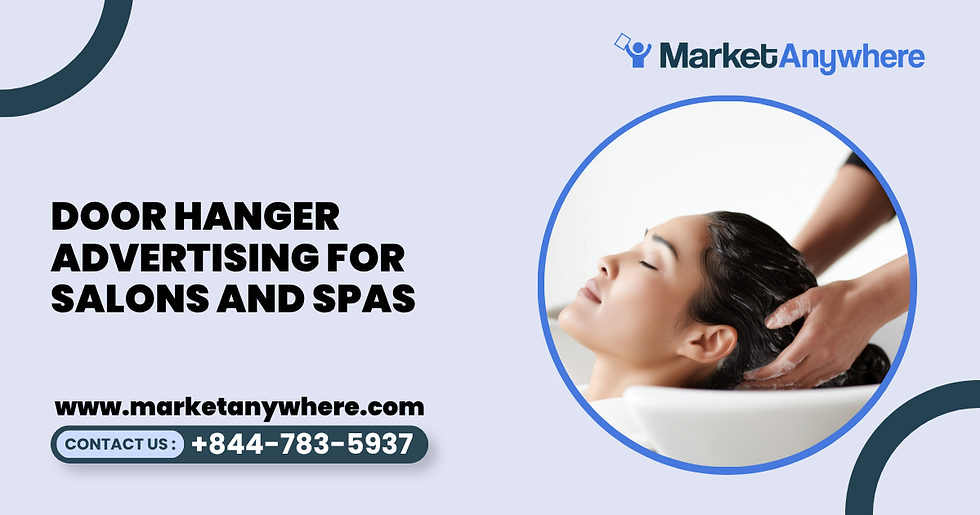 door hanger advertising visual showing a salon and spa door hanger with polished beauty imagery, a booking call to action, and simple service highlights