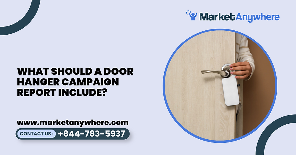 door hanger delivery service visual showing a professional campaign report with dates, target area, verification photos, and execution notes
