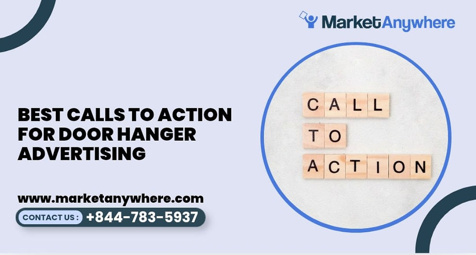 door hanger advertising visual showing a door hanger design featuring several clear call-to-action examples without third-party branding