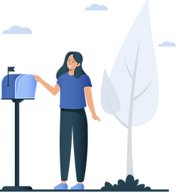 A female figure posting mail, indicative of 'MarketAnywhere Flyer Distribution's personalized Direct Mail Solutions