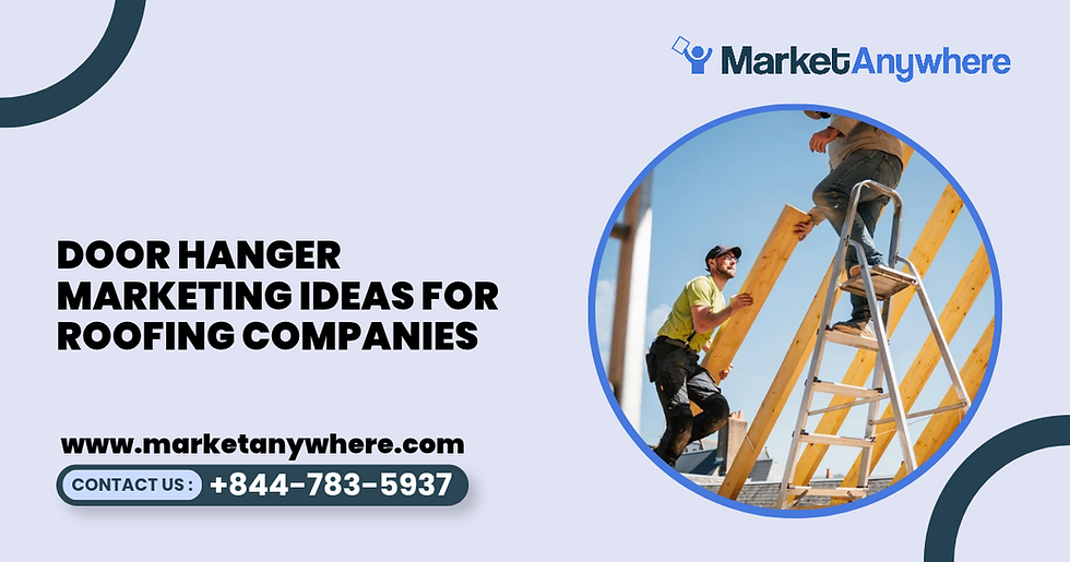 door hanger marketing visual showing a roofing company door hanger with a professional home exterior, inspection offer, and neighborhood map