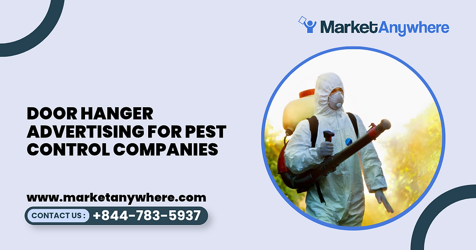 door hanger advertising visual showing a pest-control door hanger with clean home imagery, seasonal pest icons, and a clear inspection CTA