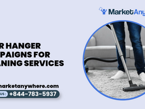 door hanger distribution visual showing a home-cleaning door hanger with a tidy interior, trust signals, and a request-a-quote call to action
